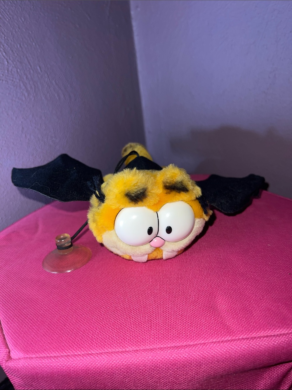 Vintage Garfield Bat 🦇 Plush Bat Small Pet Toy with Suction Cup Halloween